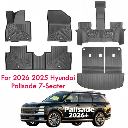 TPE Floor Mats For 2026 2025 Hyundai Palisade 7-Seater Cargo Mat Backrest Mat 2nd 3rd Row Car Floor Liner All Weather Protection