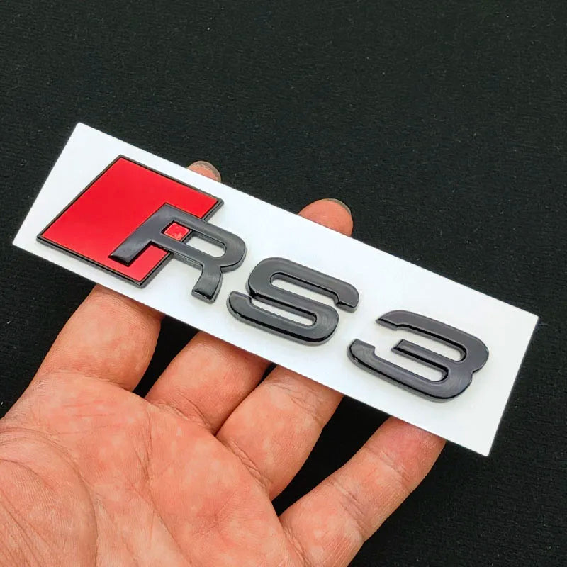 3D ABS RS3 RS4 RS5 RS6 RS7 RS8 Car Body Rear Trunk Emblem Decal Badge Sticker For Audi A3 S3 A4 S4 A5 A6 A7 S7 Auto Accessorie