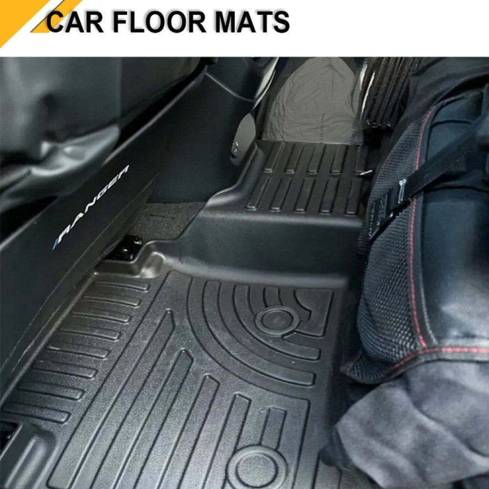 3D TPE Floor Mats for Ford Ranger Next Gen 2023 2024 Wildtrak XLT XLS XL Raptor Anti-Slip Waterproof Interior Accessories
