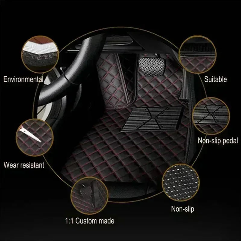 Leather Car Floor Mats For Seat Leon MK3 2012 2013 2014 2015 2016 2017 2018 2019 2020 All Weather Waterproof Car Floor Mats
