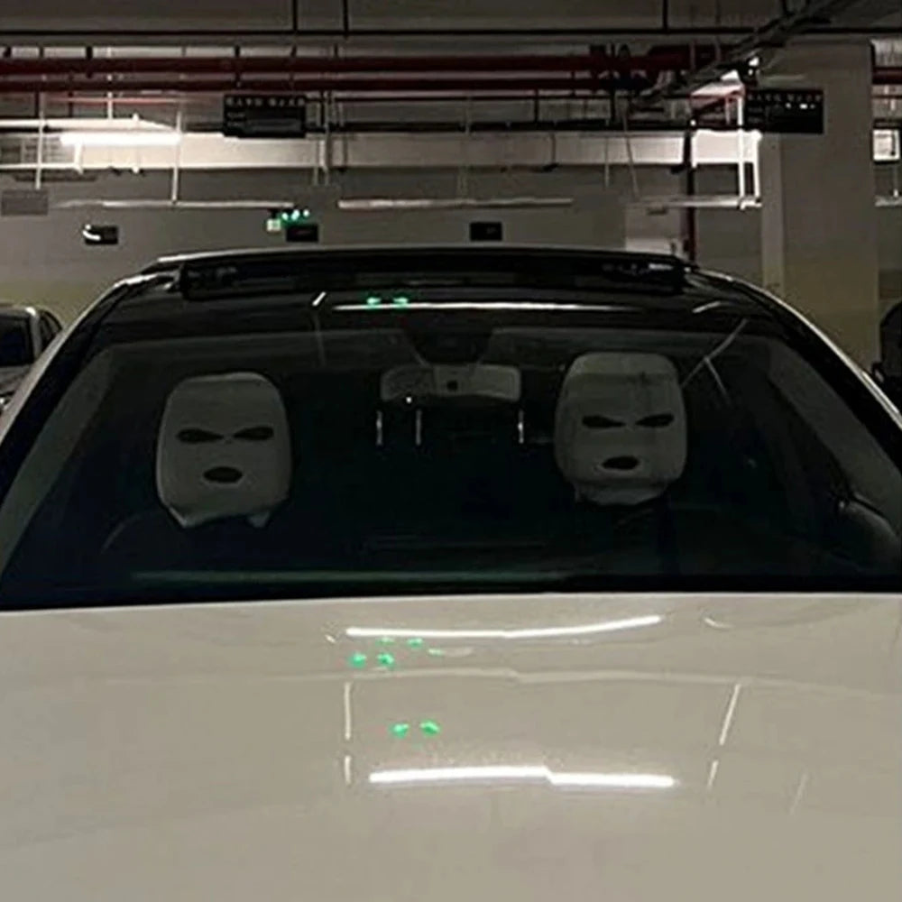 Halloween Funny Car Decoration Universal Car Headrest Cover Decoration Three Hole Headrest Cover Funny Car Seat Headcover