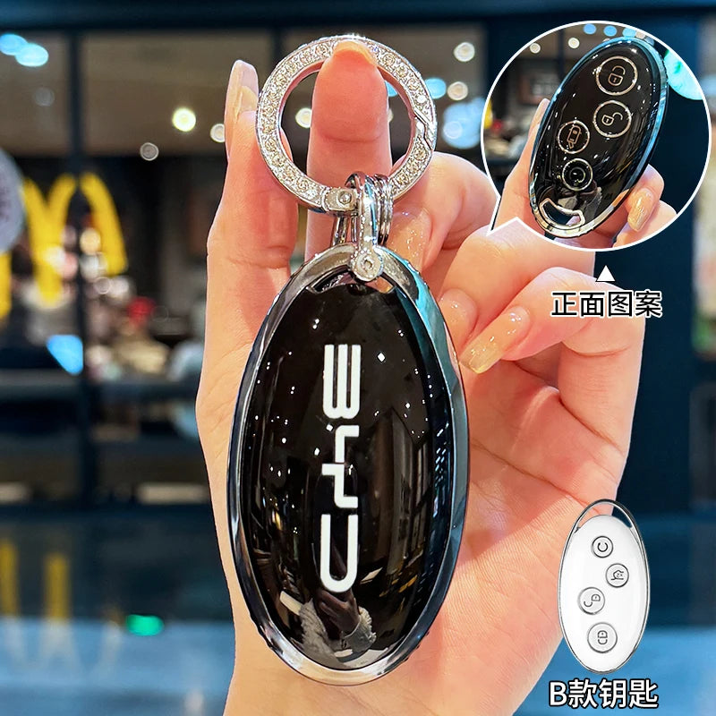 ICAR TPU Car Key Case for BYD Atto 3 Han EV Dolphin Durable Second Song Pro Tang Dm QIn PLUS MAX Yuan Key Bag Holder Cover Chain