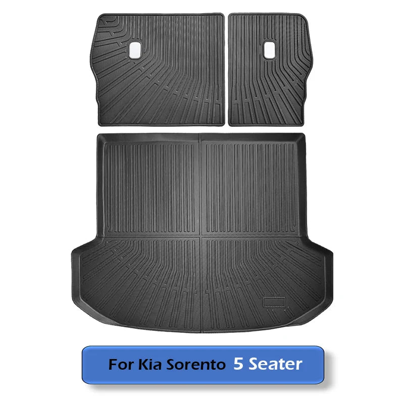 All Weather Floor Mats Cargo Liner for 2021 - 2024 2025 Kia Sorento Hybrid TPE Car Trunk Mat with Backrest Pad PHEV & HEV