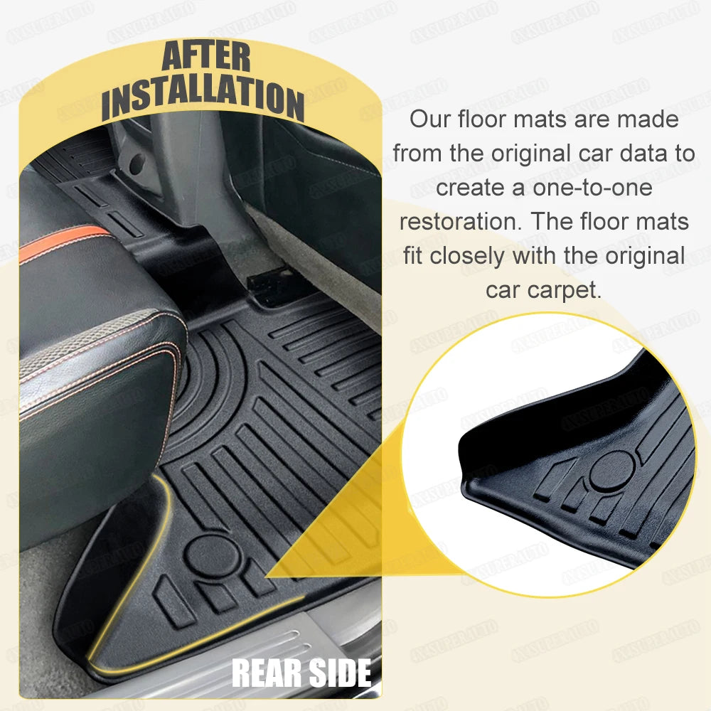 3D TPE Floor Car Floor Mats for Ford Ranger 2012-2021 T6 T7 T8 PX PX2 PX3 Wildtrak XLT Xl Double Cab PICKUP 4X4 Car Accessories