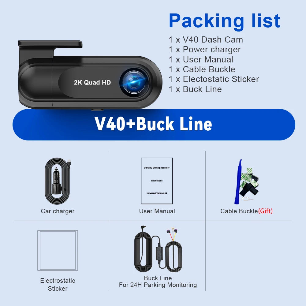 Dash Cam WiFi 2.5K,Car Camera with APP,Dashcams with WDR Night Vision, 24H Parking mode, Loop Recording, G-Sensor,GPS Module