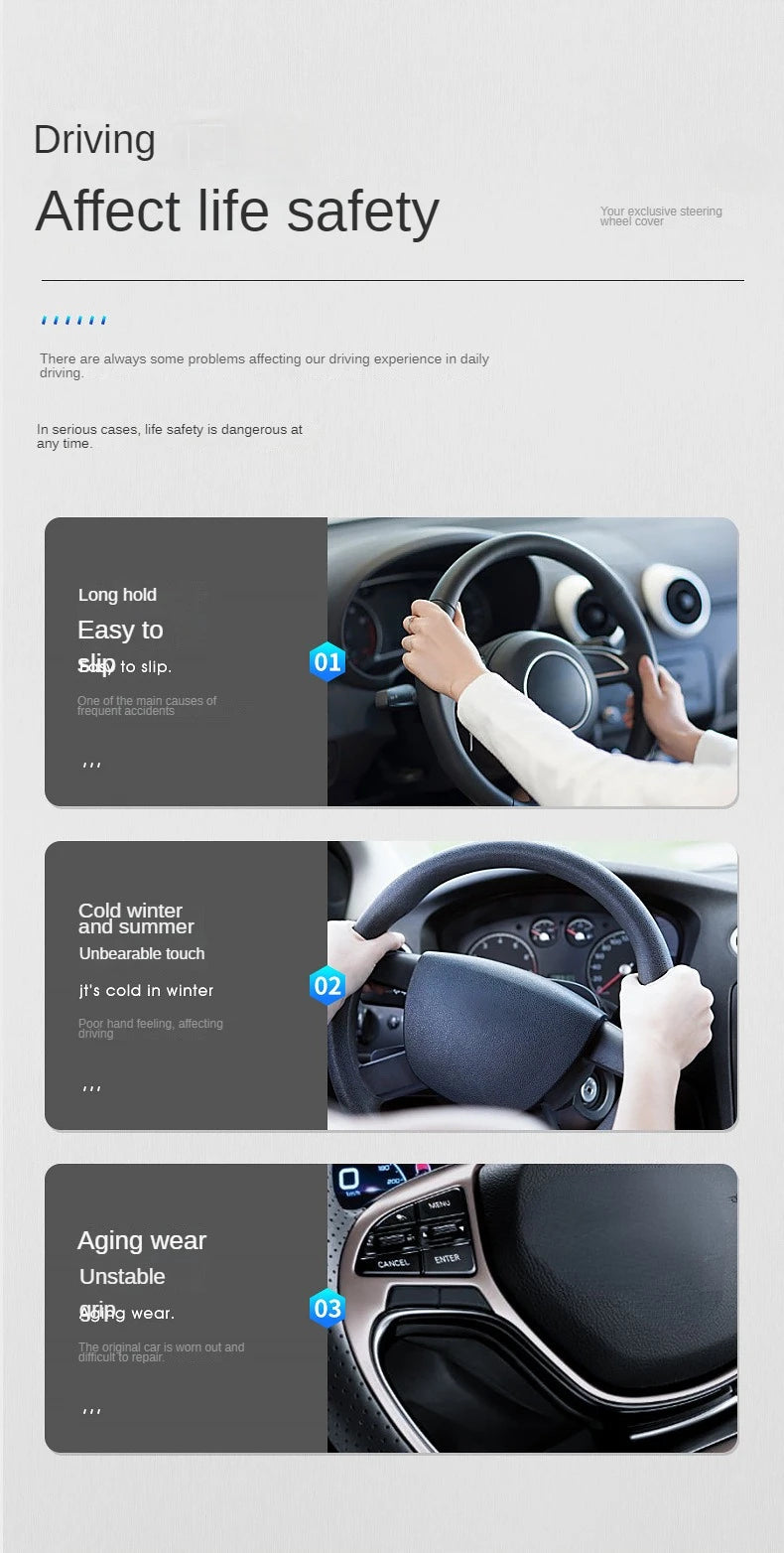 38CM Car Steering Wheel Booster Cover Suede Universal Thicken Non-Slip Auto Interior Steer Protector Decoration Accessories