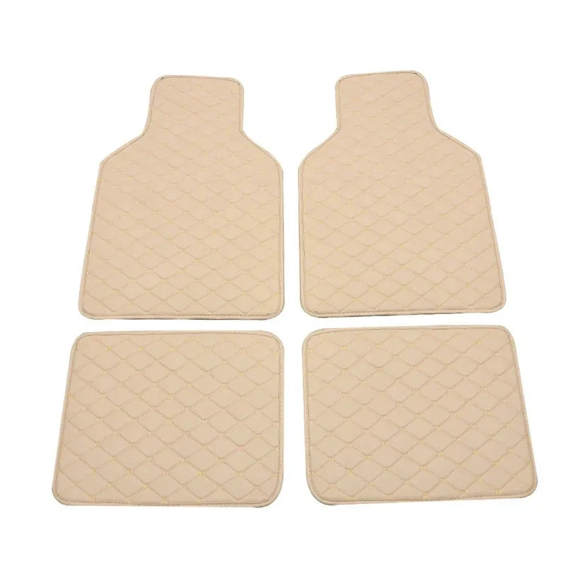 Car Floor Mats 4 Pcs Universal PU Leather Floor Mats Liners For Cars Truck SUV Front Rear Mats Foot Pad Car Accessories