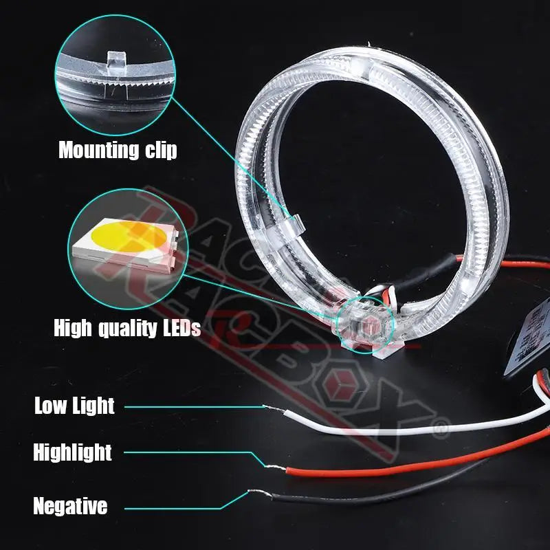 LED Projector Lens 2.5 Inch Bi LED High Low Beam Lights 80mm LED Halo for H4 H7 9005 9006 Car Headlight Bulbs Auto Diodes Turbo