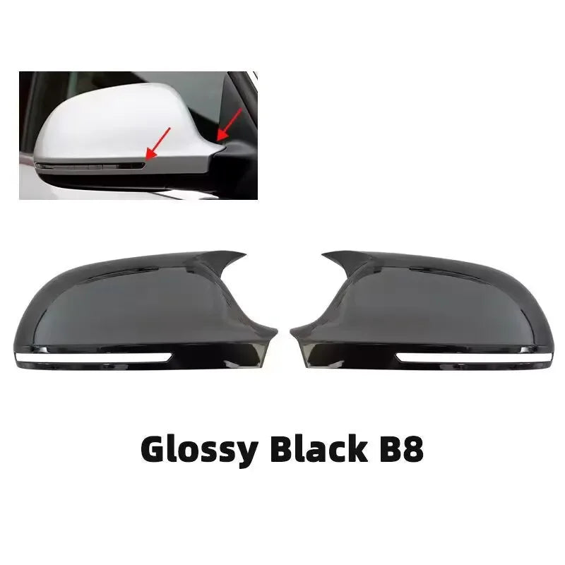 For Audi A3 8P A4 A5 B8 A6L A8L RS6 S8 Q3 S5 RS3 Side Mirror Cover Cap ABS Glossy Black Car Exterior Accessory