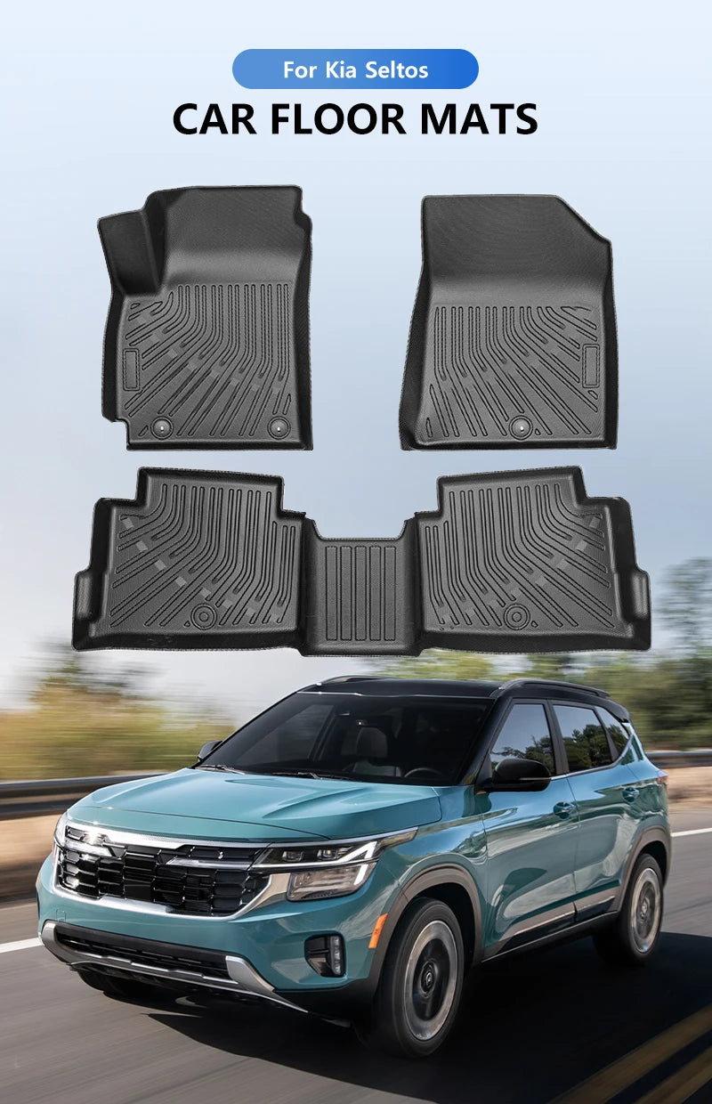 TPE Car Floor Mats for Kia Seltos 2024-2025 All-Weather Waterproof Non-Slip Trunk Protector Left-Hand Drive Car Interior Parts