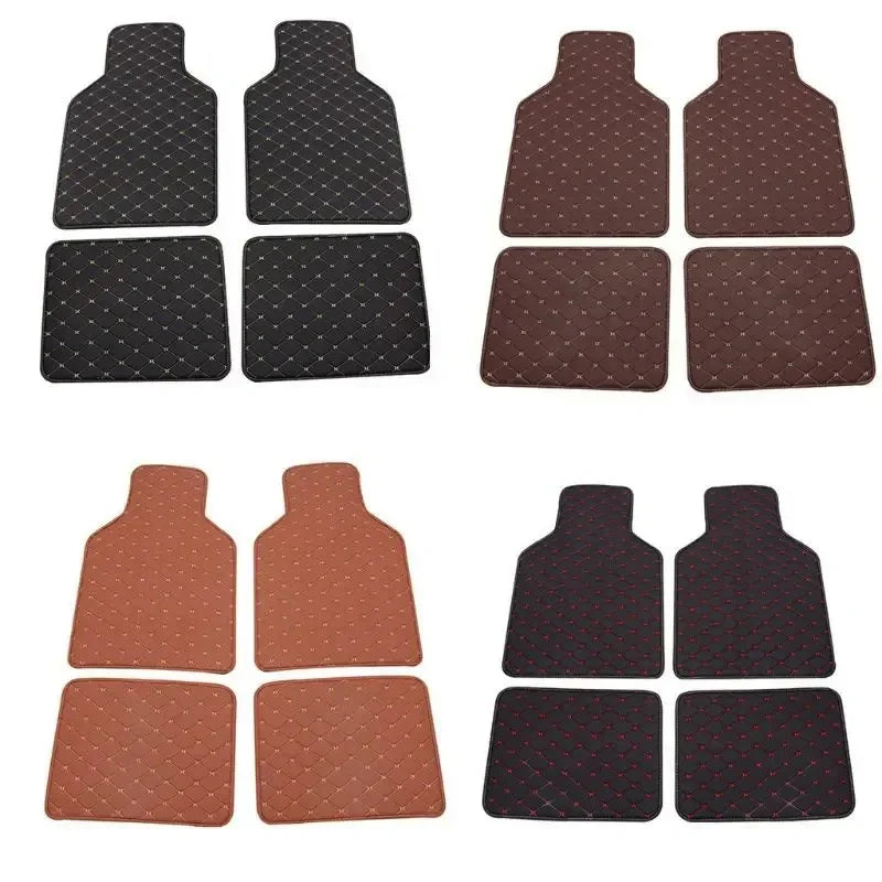 Car Floor Mats 4 Pcs Universal PU Leather Floor Mats Liners For Cars Truck SUV Front Rear Mats Foot Pad Car Accessories