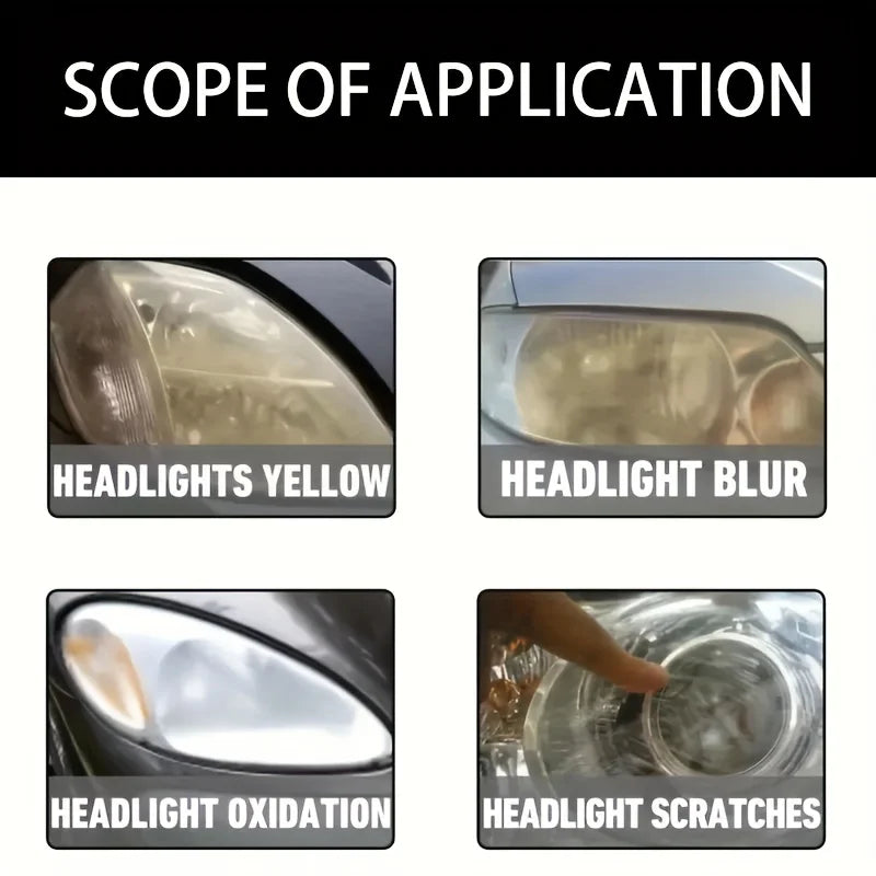 Car Headlight Restoration Polishing Kits Headlamp Scratch Remover Repair Cleaning Paste Remove Oxidation Headlight Polish Liquid