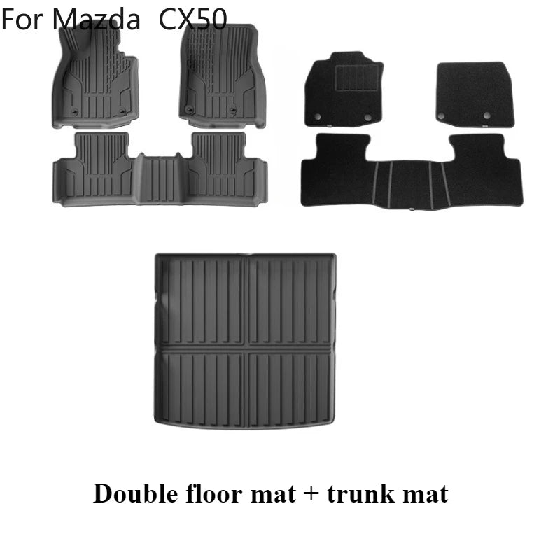 For Mazda CX-50 CX50  Floor Mats Trunk Mats All Weather Front Rear Cargo Liner Mat  Waterproof Anti-Slip Foot Pads Accessories
