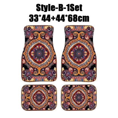 Antique Oriental Turkish Persian Carpet Car Floor Mats 4-Piece for Front Rear Seats Durable Floor Carpet Heavy Duty Rubber Back