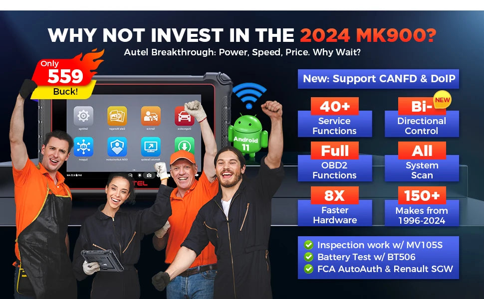 Autel MaxiCOM MK900 OBD2 Scanner Code Reader DoIP CAN FD Active Test Car Diagnostic Tool Code Reader OBDII Key Coding PK MX808S