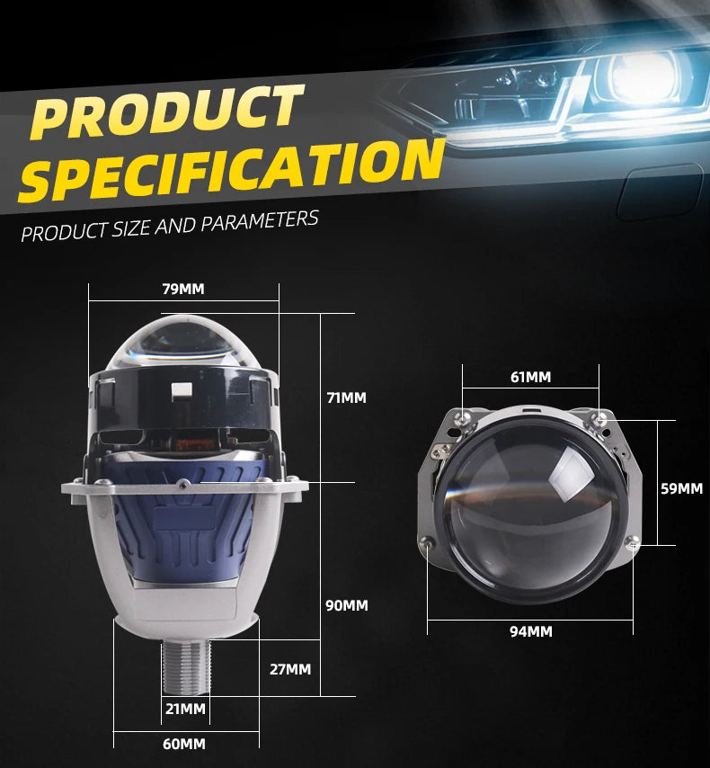 SANVI 3'' AF02 Bi Led Projector AFS Non-destructive Headlamp for Hella 3R G5 130W 6+3pcs Chips lamp Led Light Auto Acceesories