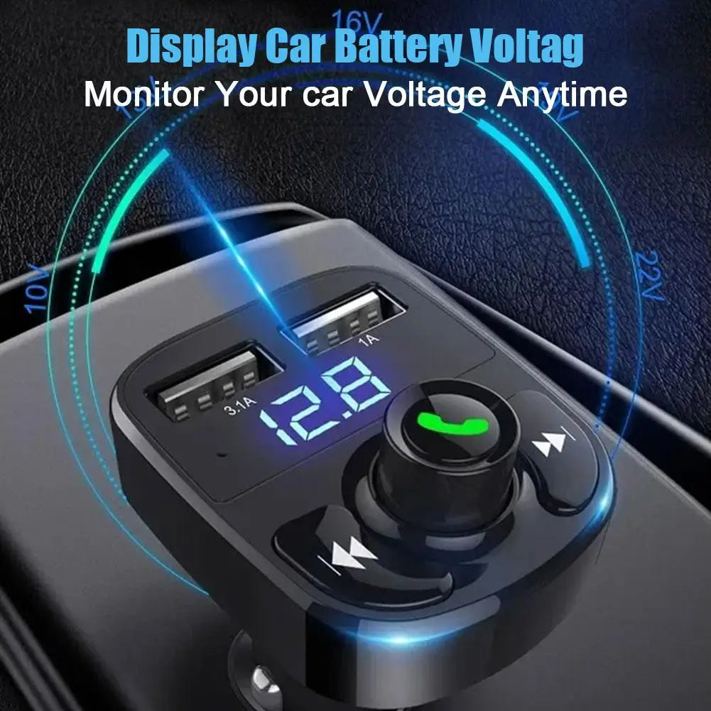 Bluetooth 5.0 Car Dual USB Fast Charger FM Transmitter Bluetooth Handsfree Car Kit Audio Modulator MP3 Player Audio Receiver