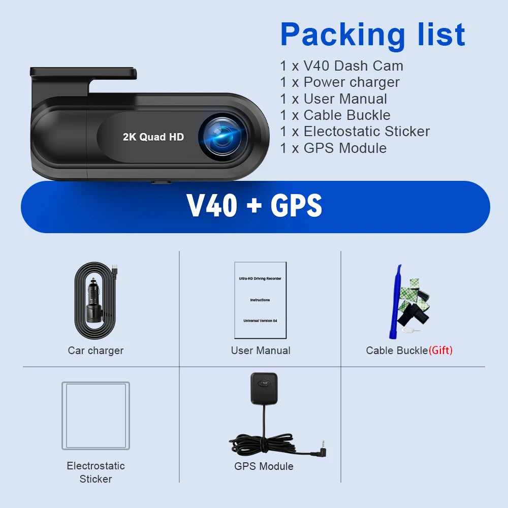 Dash Cam WiFi 2.5K,Car Camera with APP,Dashcams with WDR Night Vision, 24H Parking mode, Loop Recording, G-Sensor,GPS Module