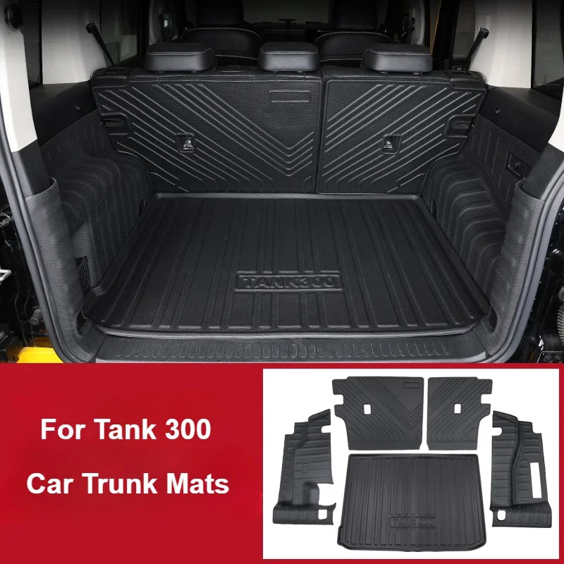 Rear Trunk Mats TPE Waterproof Cargo Liner For GWM Great Wall Tank 300 Full Surround Rear Seat Backrest Protection Pad