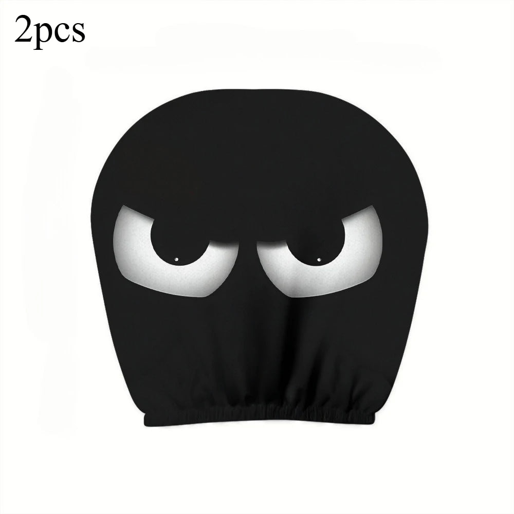 2pcs Car Headrest Pillowcases Spooky Halloween Christmas Decorations Funny Scary Car Interior Accessories Fit for All Vehicles