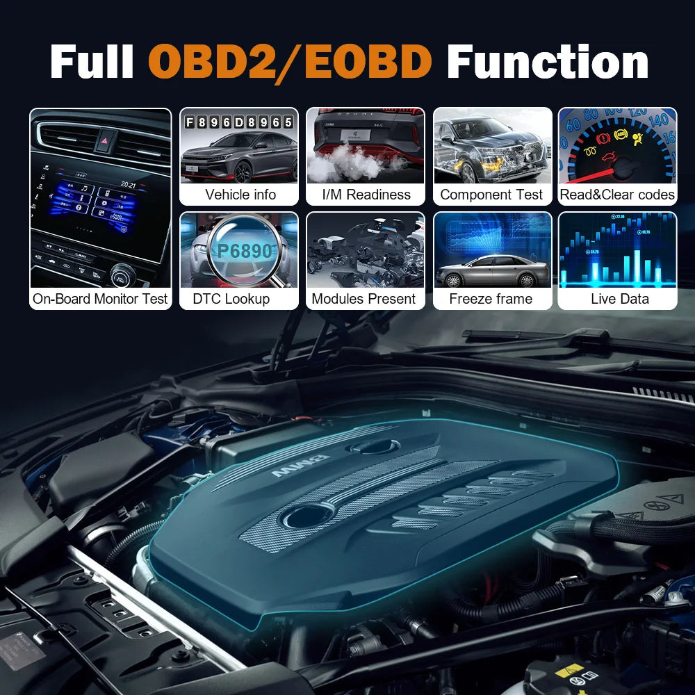 Foxwell GT60 OBD2 Automotive Scanner Biretional Control All System Car Code Reader EPB A/F 24 Reset ODB 2 Car Diagnostic Tool