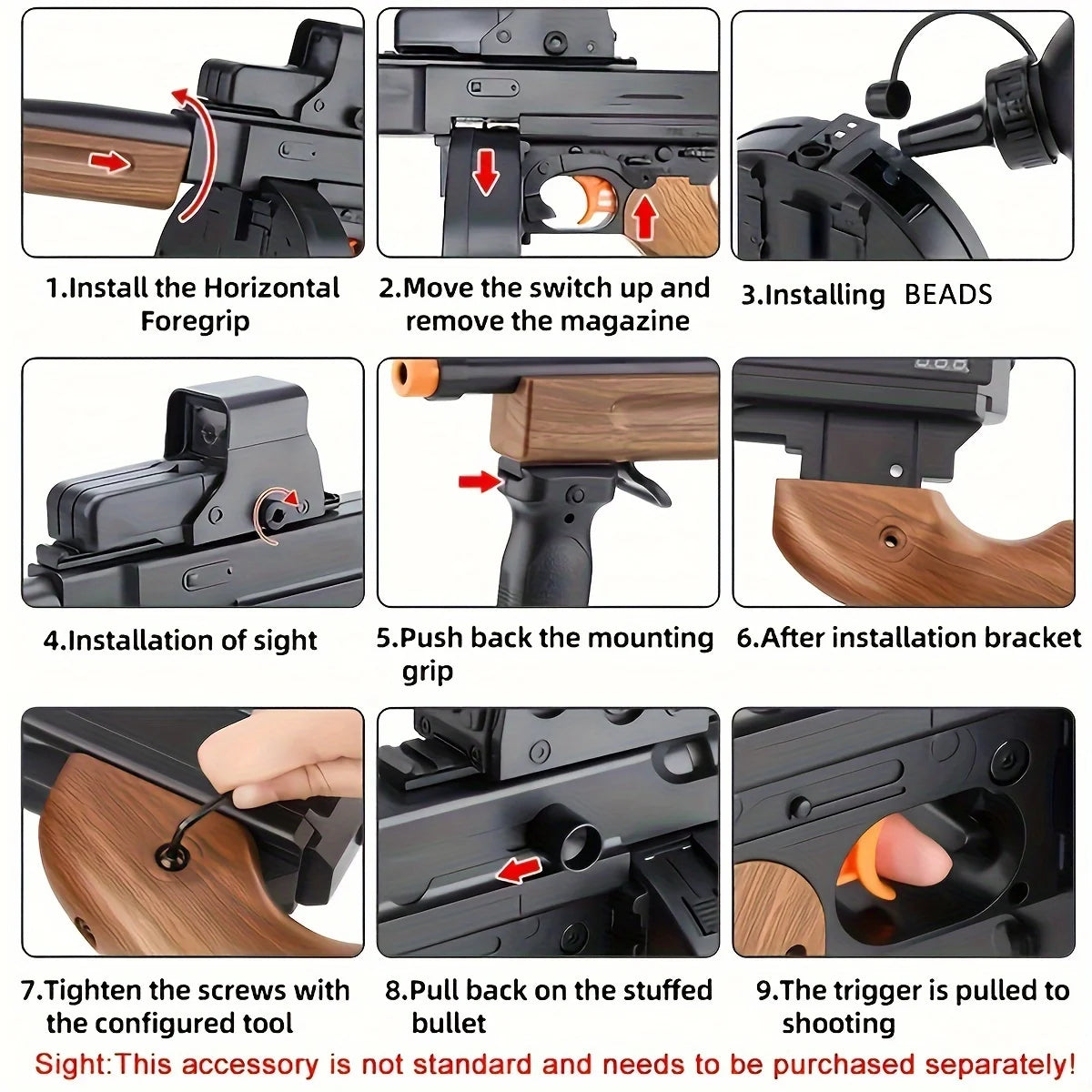 Large Thomson M1928 Blaster with Drum - Electric Automatic Blaster,Perfect Gift for Christmas, Halloween, Thanksgiving Outdoor G