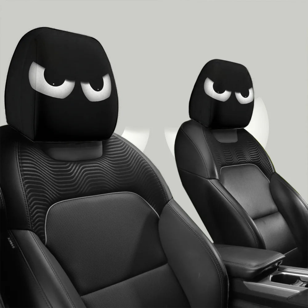 2pcs Car Headrest Pillowcases Spooky Halloween Christmas Decorations Funny Scary Car Interior Accessories Fit for All Vehicles