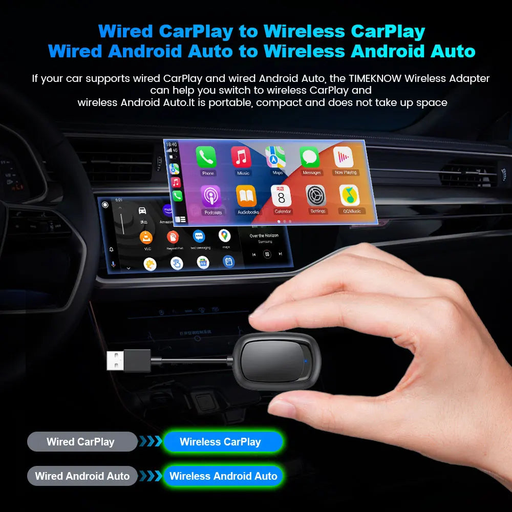 Xiaomi 2025 New! 2-in-1 Mini Wireless Adapter Seamlessly Enable Carplay & Android Auto Plug & Play For Most Vehicle Models