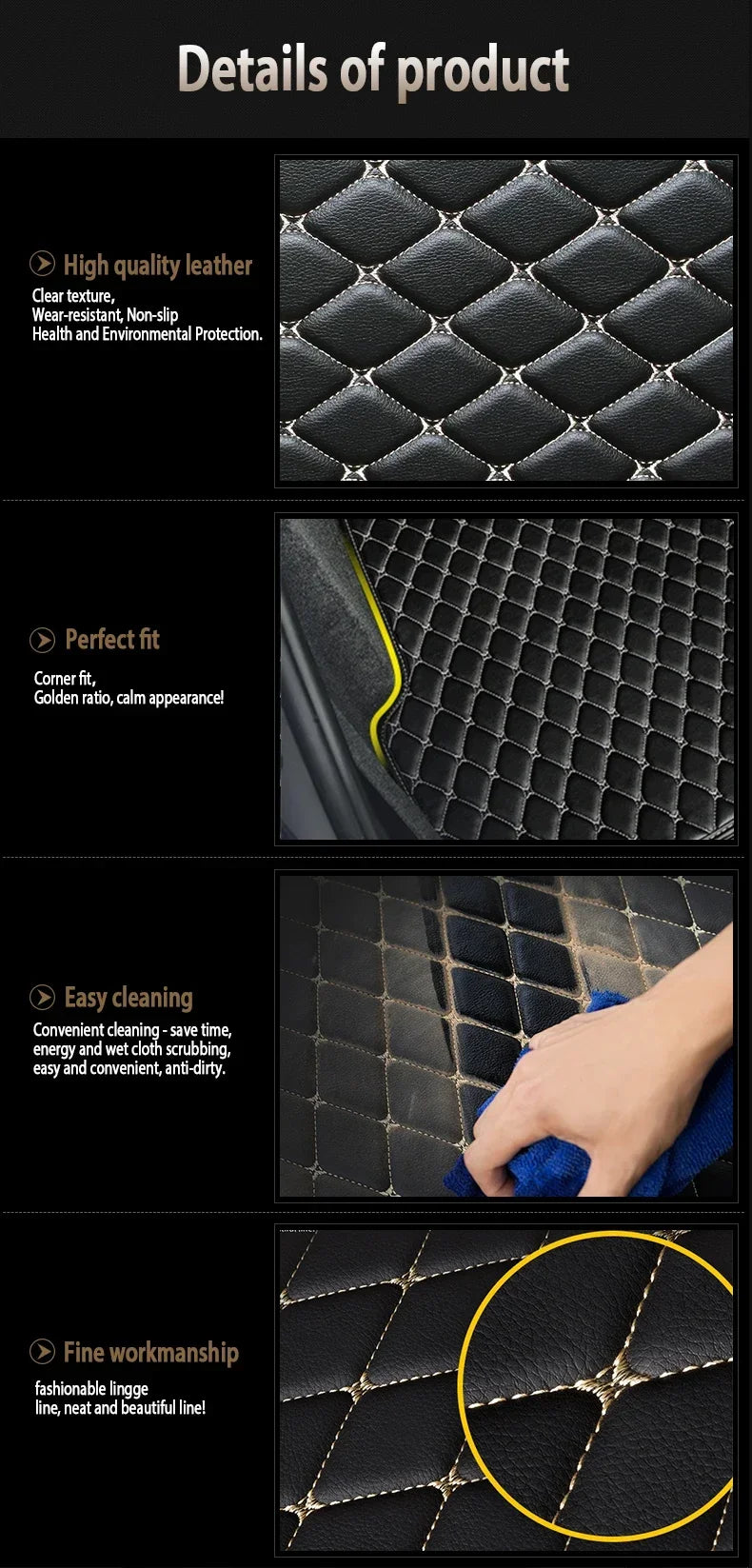 Car Trunk Mats For Peugeot 3008 2013 2014 2015 2016 2017 Auto Vehicles Cargo Liner Carpets Interior Accessories Products Covers