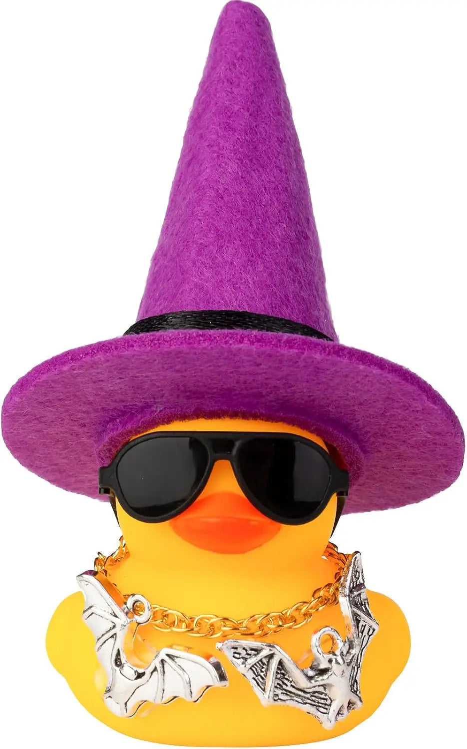 Car Rubber Duck Ornaments Halloween Duck Car Dashboard Decorations with Mini Witch Hat Sunglasses Necklace Halloween Accessories