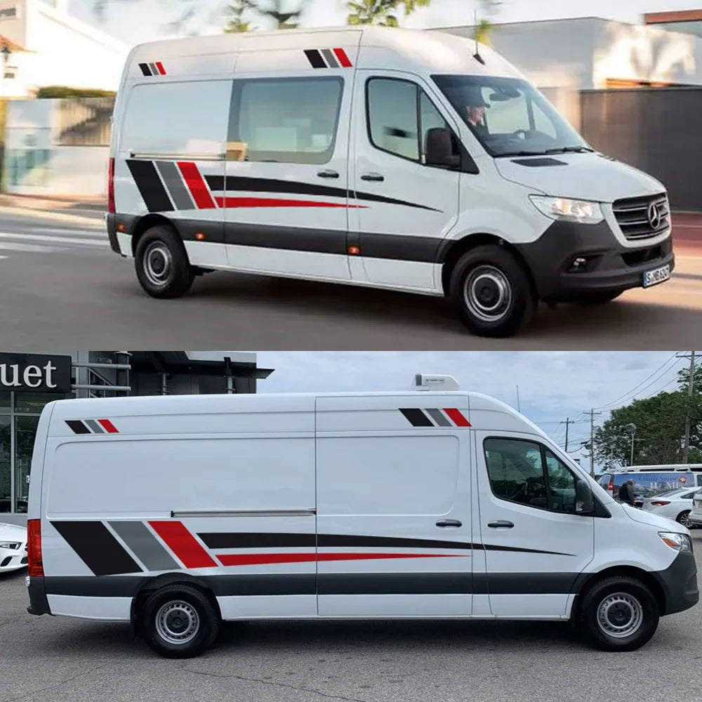 Car Body Side Stickers Graphics Stripes Decor Decal Universal for Van Motorhome RV Camper Cargo Panel Auto Tuning Accessories