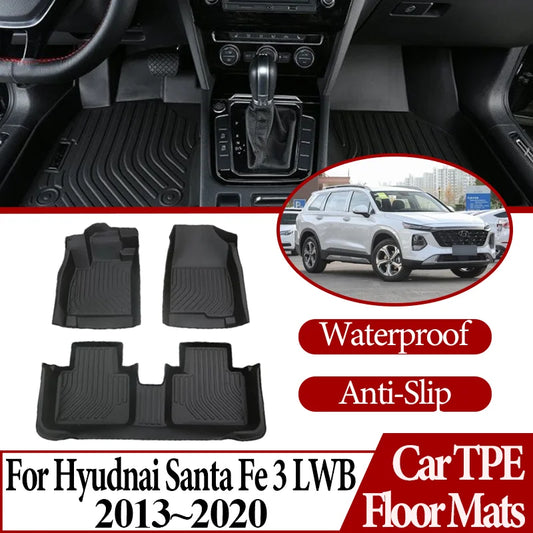TPE Material Anti-dirty Anti-slip Car Floor Mats For Hyudnai Santa Fe 3 Maxcruz LWB XL NC 2013~2020 Foot pad Cover Carpet Pad
