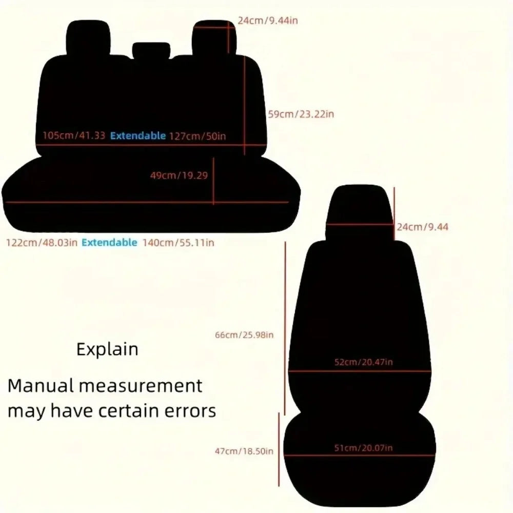 Deluxe 5-Seater PU Leather Auto Seat Covers with Built-in Lumbar Support - 2 Headrests & Steering Wheel Cover, Wearproof