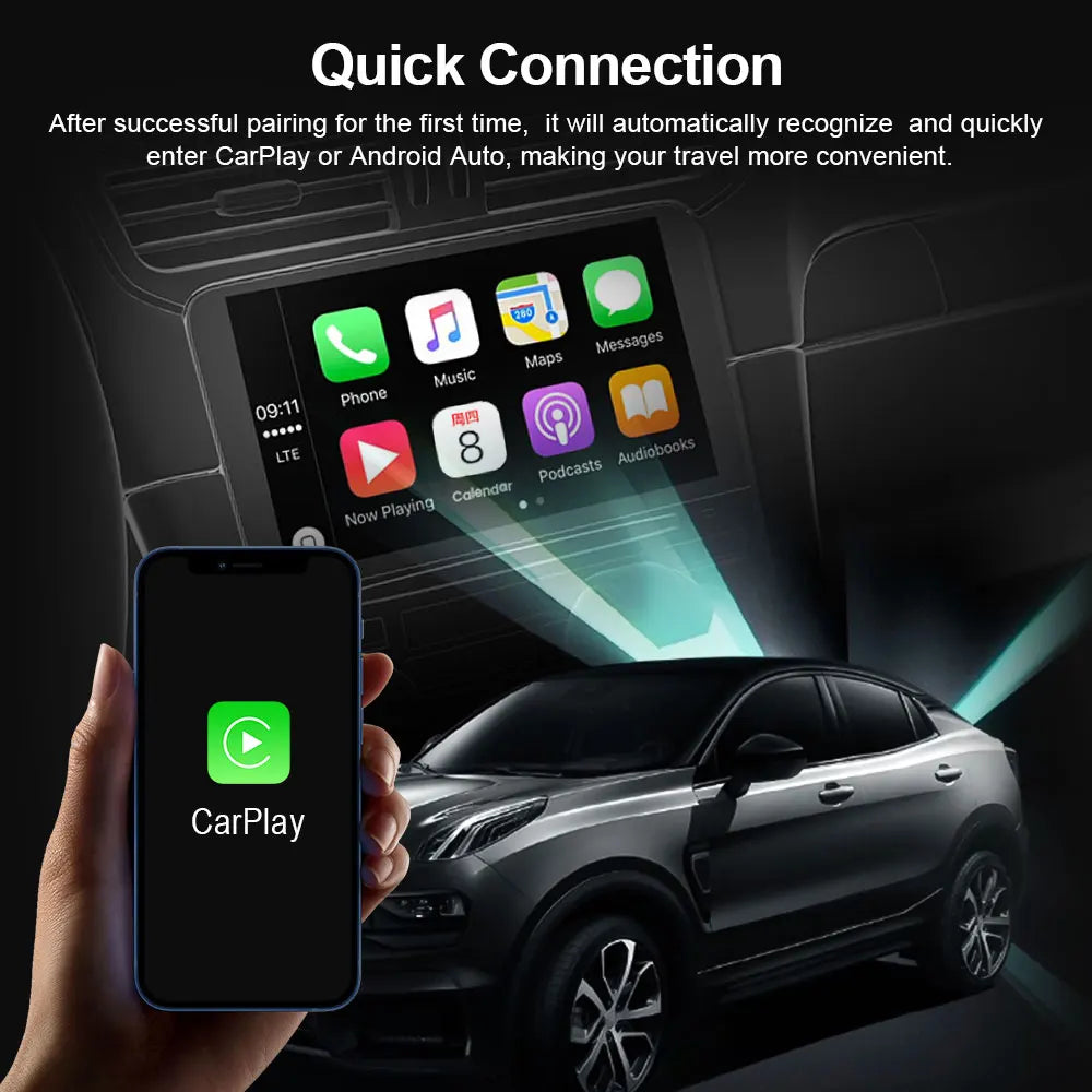 Xiaomi 2025 New! 2-in-1 Mini Wireless Adapter Seamlessly Enable Carplay & Android Auto Plug & Play For Most Vehicle Models