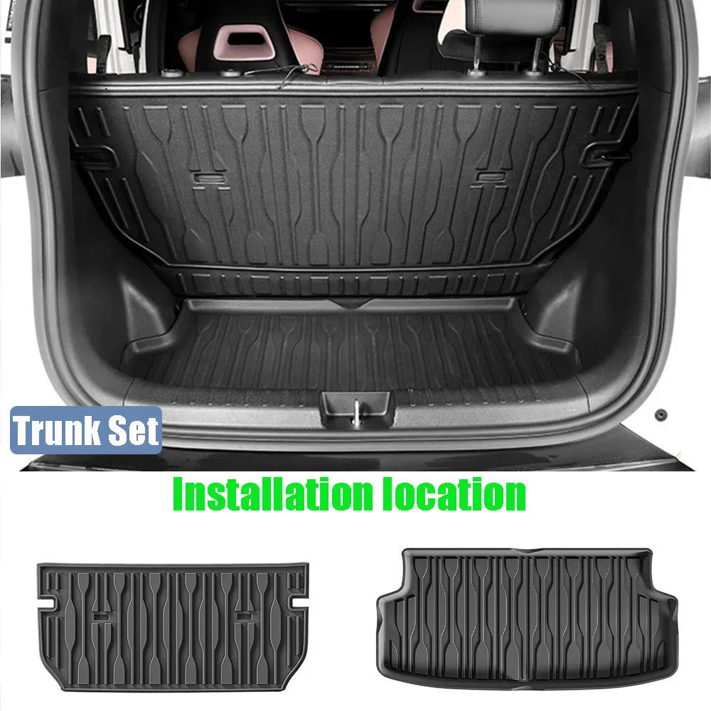 TPE Floor Mats For BYD Dolphin Mini Seagulls 2024 2025 Trunk Mats Waterproof Non-slip Carpet Back Seat Protector Boot Liner Tray