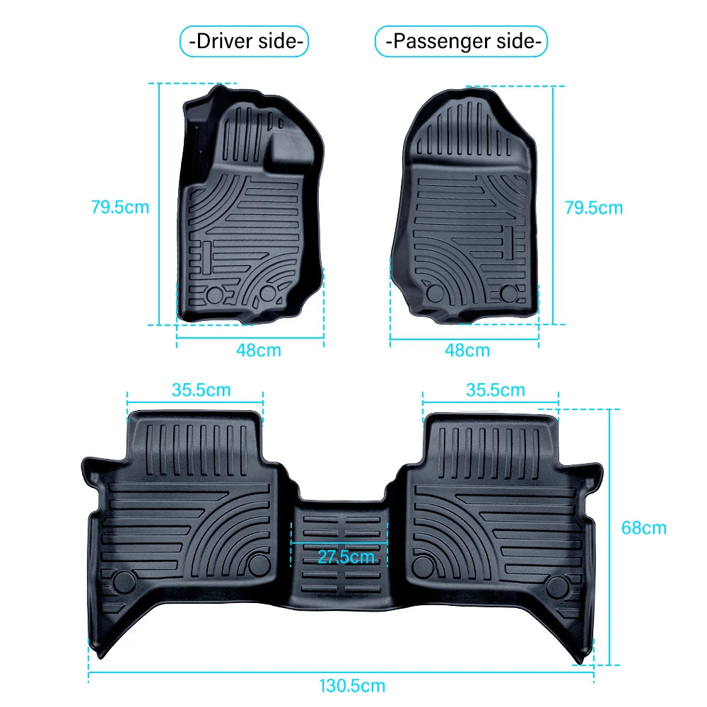 3D TPE Car Floor Mats Floor Liners for Ford Ranger Raptor 2018 2019 2020 2021 2022 Waterproof High Edge Mat 4x4 Car Accessories