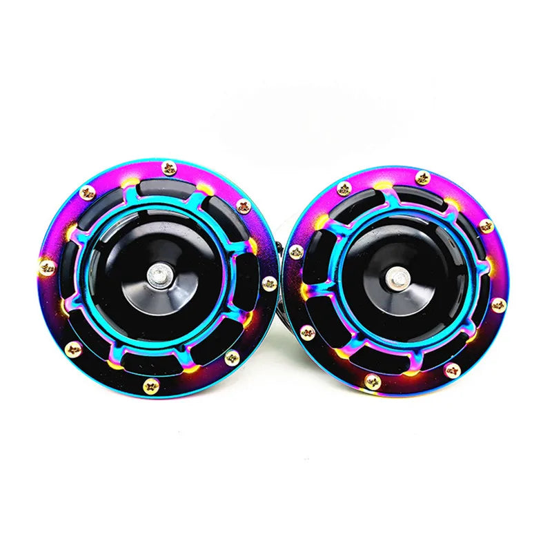 Car modified universal basin honk horn high and low 12V waterproof super loud personality tide red ring horn