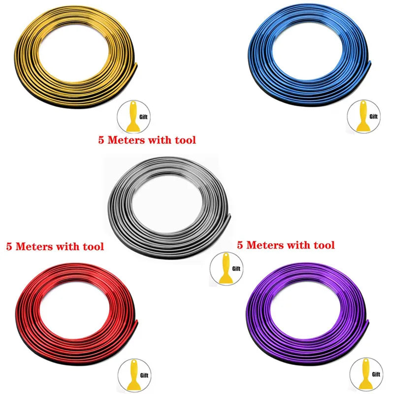 1-5pcs Universal Car Moulding Decoration Flexible Strips 5M Interior Auto Mouldings Car Cover Trim Dashboard Door Car-styling