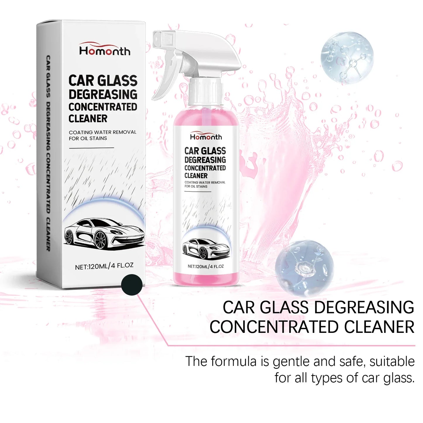 Car Windshield Oil Film Remover Powerful Auto Glass Window Stain Removal Concentrated Cleaner Front Windscreen Cleaning Spray