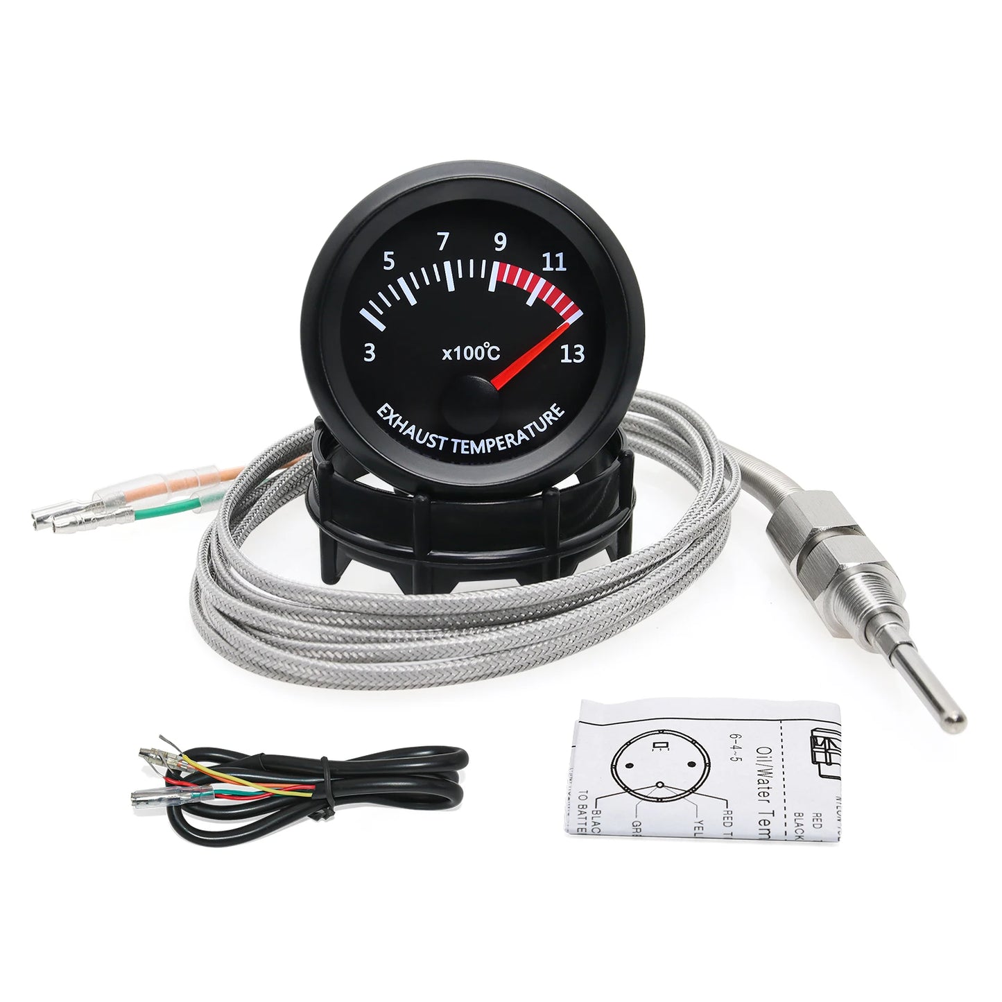Universal 52mm 2" Car Auto Exhaust Gas Temp Gauge 300~1300 Celsius 12V Exhaust Gas Temp Gauge Ext Temp Meter EGT With Sensor