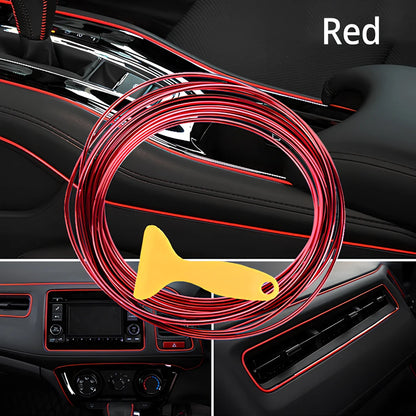 Car Universal Trims Strip 5M Tape Interior Modelling Line Flexible Wheel Modified Center Control Instrument Panel Chrome Glitter