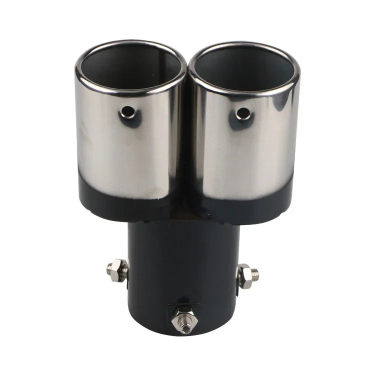 64mm Universal Double Pass Exhaust Pipe Tip Exhaust Silencer Muffler Tip Stainless Steel Pipe Trim Modified Exhause Tail Pipe