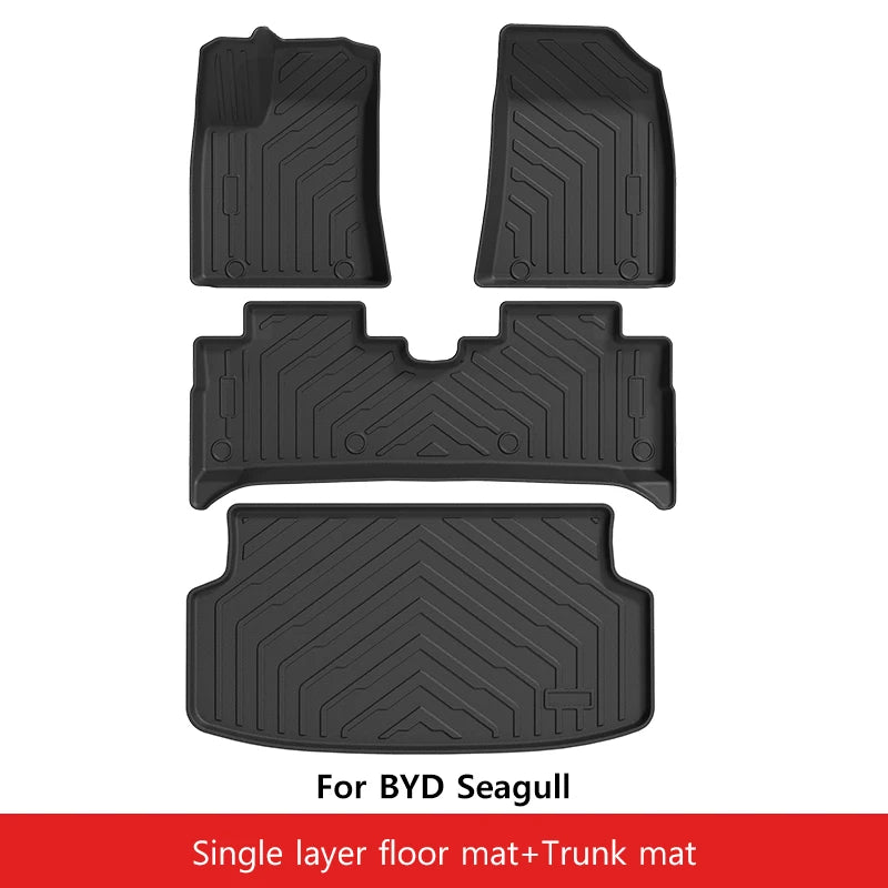 Car Floor Mats For BYD Seagull 2023 - 2024 TPE Trunk Liner Double Layer Foot Carpets Anti - Slip Wear Resistant Protective Pads