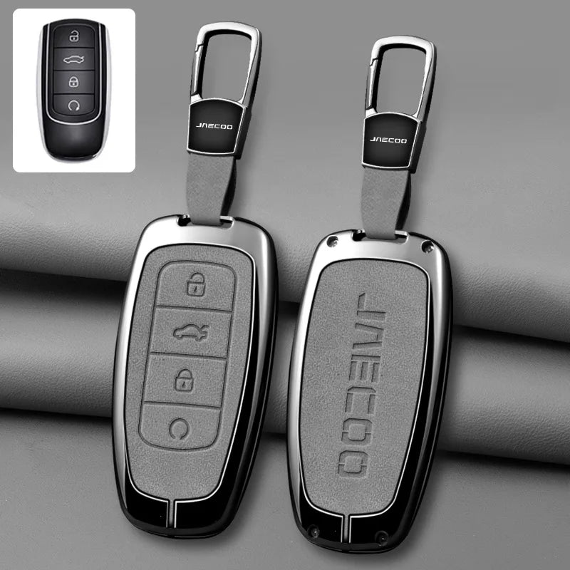 Car Zinc Alloy Leather Key Case Cover Holder For Chery Jaecoo Tigo 7 8 Pro Max Omoda C5 Tigo 7 8 Plus Arrizo 5 Plus Car Styling