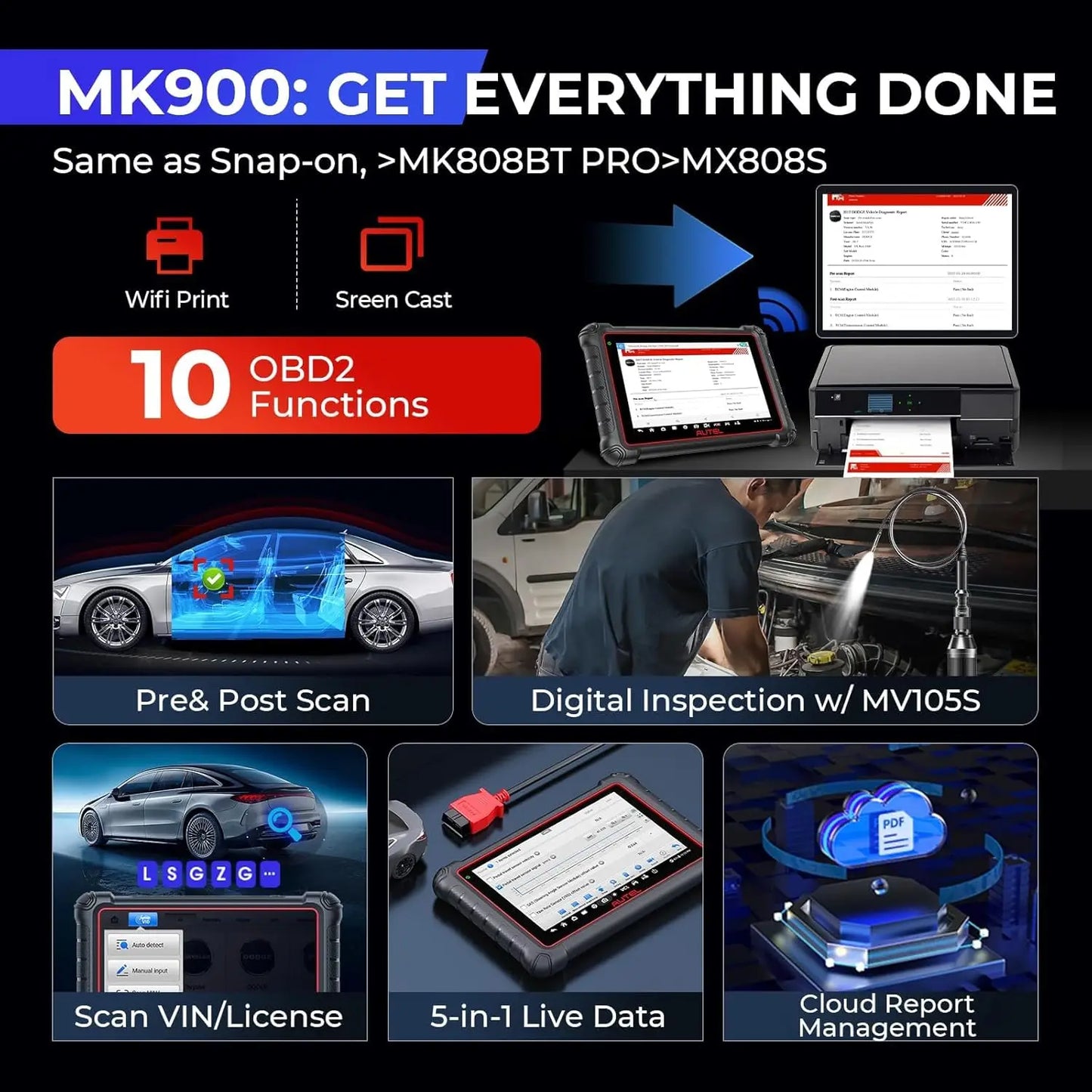 Autel Scanner MaxiCOM MK900 Bidirectional Diagnostic Tool Same as AUTEL MK900BT MK900-BT MX900 Diagnostic Scanner CAN-FD&DOIP