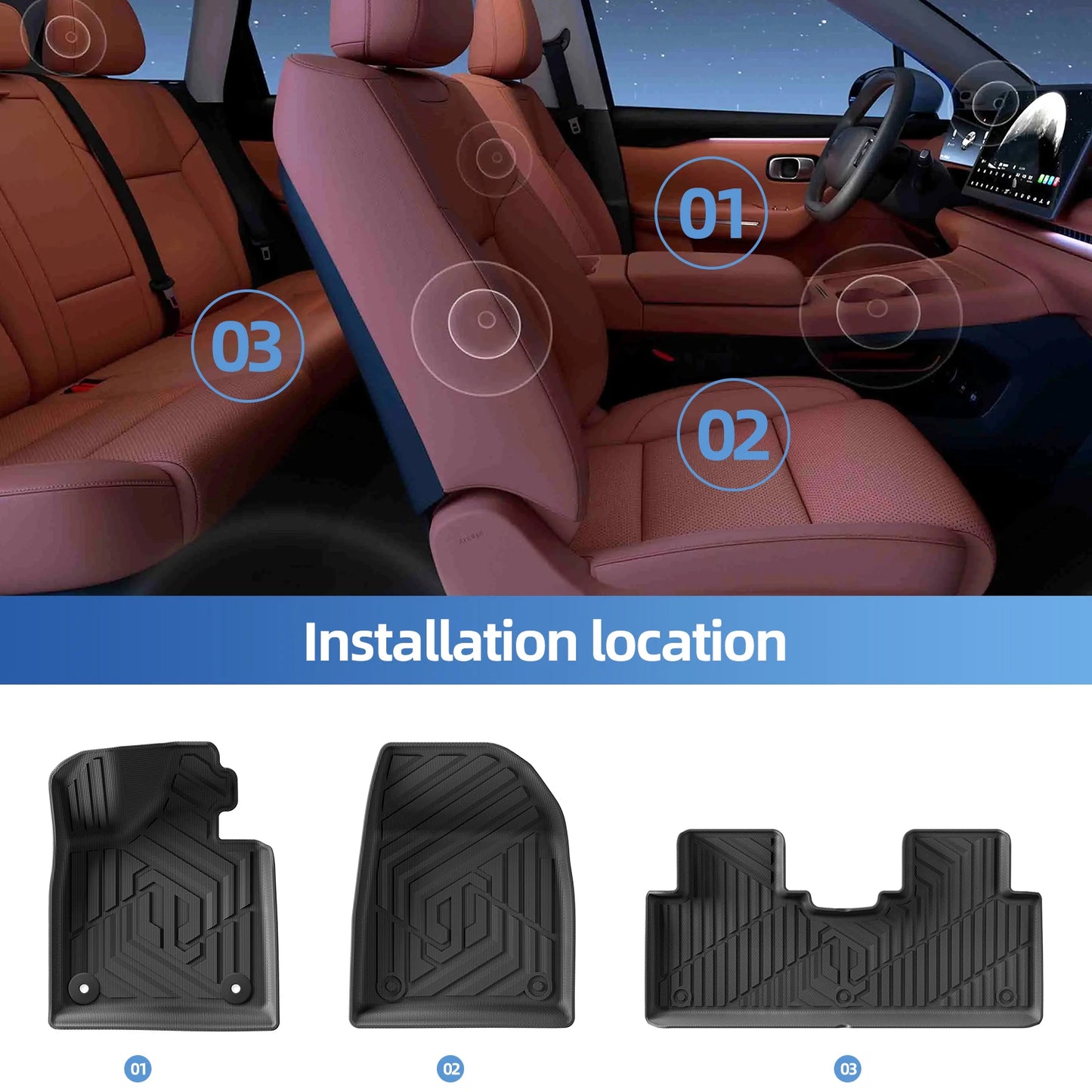 Floor Mats for Leapmotor C10 2024-2026 TPE 3D Car Floor Mats Cargo Liner Trunk Pad Waterproof All Weather Auto Accessories Black