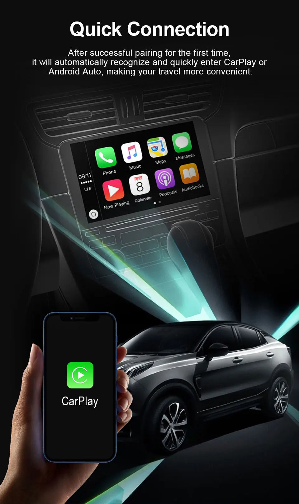 Xiaomi 2025 New! 2-in-1 Mini Wireless Adapter Seamlessly Enable Carplay & Android Auto Plug & Play For Most Vehicle Models