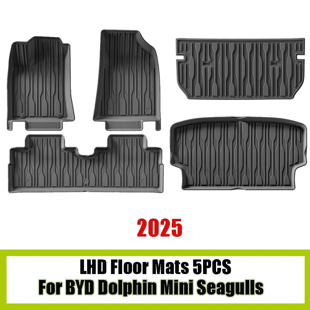 TPE Floor Mats For BYD Dolphin Mini Seagulls 2024 2025 Trunk Mats Waterproof Non-slip Carpet Back Seat Protector Boot Liner Tray