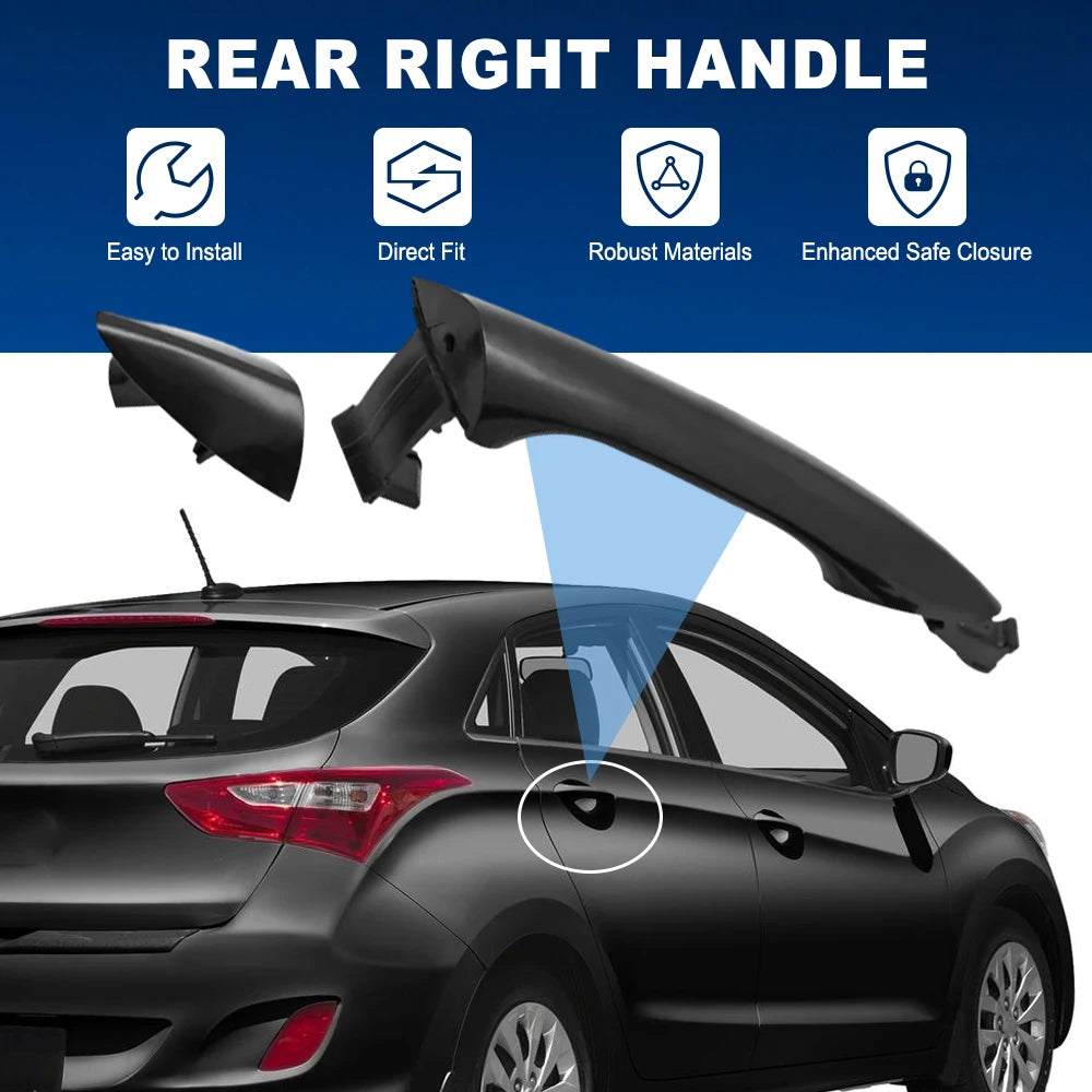 Black Exterior Door Handle for Hyundai Elantra 2011 2012 2013 2014 2015 2016 Front Rear Left Right