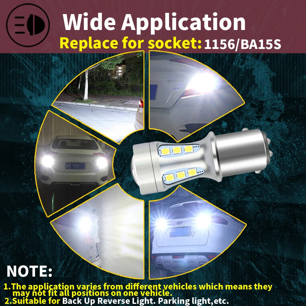 2x P21W BA15S LED Canbus 1156 BAY15D 1157 P21/5W LED Bulbs T15 R5W Car Lights 6500K White Brake Lights Reverse Lamp DRL T20 7443